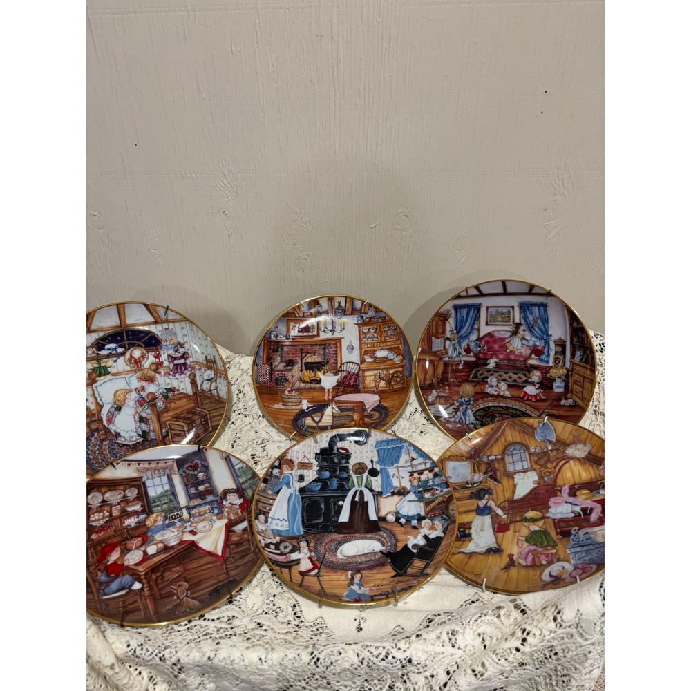 Franklin Mint Karyn C Bell Heirloom Collection Decorative Plates Set of 6 8in